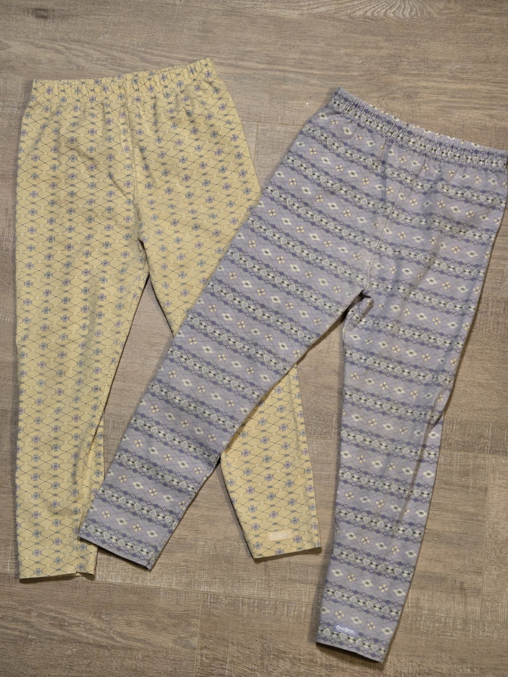 Vintage 90s OshKosh B'gosh Made in USA Girls Size 6 Floral Argyle Leggings Lot 2
